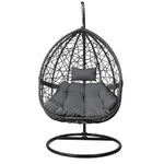 Gardeon Outdoor Egg Swing Chair Wicker Rattan Furniture Pod Stand Cushion Grey - Home & Garden > Hammocks