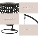 Gardeon Outdoor Egg Swing Chair Wicker Rattan Furniture Pod Stand Cushion Black - Furniture > Outdoor