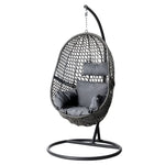 Gardeon Outdoor Egg Swing Chair Wicker Rattan Furniture Pod Stand Cushion Black - Furniture > Outdoor