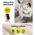Gardeon Outdoor Egg Swing Chair Wicker Rope Furniture Pod Stand Cushion Latte - Furniture > Outdoor