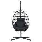 Gardeon Outdoor Egg Swing Chair Wicker Rope Furniture Pod Stand Foldable Grey - Furniture > Outdoor