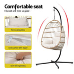 Gardeon Outdoor Egg Swing Chair Wicker Rope Furniture Pod Stand Foldable Yellow - Furniture > Outdoor