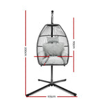 Gardeon Outdoor Egg Swing Chair Wicker Rope Furniture Pod Stand Cushion Grey - Furniture > Outdoor