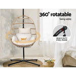 Gardeon Outdoor Egg Swing Chair Wicker Rope Furniture Pod Stand Foldable Yellow - Furniture > Outdoor