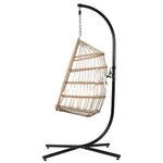 Gardeon Outdoor Egg Swing Chair Wicker Rope Furniture Pod Stand Foldable Yellow - Furniture > Outdoor