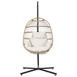Gardeon Outdoor Egg Swing Chair Wicker Rope Furniture Pod Stand Foldable Yellow - Furniture > Outdoor