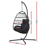 Gardeon Outdoor Egg Swing Chair Wicker Rope Furniture Pod Stand Foldable Grey - Furniture > Outdoor