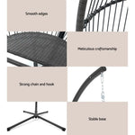 Gardeon Outdoor Egg Swing Chair Wicker Rope Furniture Pod Stand Cushion Grey - Furniture > Outdoor