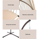 Gardeon Outdoor Egg Swing Chair Wicker Rope Furniture Pod Stand Cushion Latte - Furniture > Outdoor
