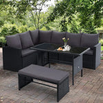 Gardeon Outdoor Furniture Dining Setting Sofa Set Lounge Wicker 8 Seater Black - Furniture > Outdoor