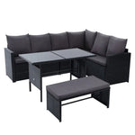 Gardeon Outdoor Furniture Dining Setting Sofa Set Lounge Wicker 8 Seater Black - Furniture > Outdoor