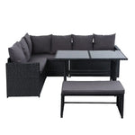 Gardeon Outdoor Furniture Dining Setting Sofa Set Lounge Wicker 8 Seater Black - Furniture > Outdoor