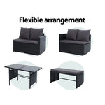 Gardeon Outdoor Furniture Dining Setting Sofa Set Lounge Wicker 8 Seater Black - Furniture > Outdoor