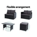 Gardeon Outdoor Furniture Dining Setting Sofa Set Lounge Wicker 9 Seater Black - Furniture > Outdoor