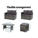 Gardeon Outdoor Furniture Dining Setting Sofa Set Lounge Wicker 9 Seater Mixed Grey - Furniture > Outdoor