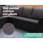 Gardeon Outdoor Furniture Dining Setting Sofa Set Lounge Wicker 9 Seater Black - Furniture > Outdoor