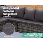 Gardeon Outdoor Furniture Dining Setting Sofa Set Lounge Wicker 9 Seater Mixed Grey - Furniture > Outdoor