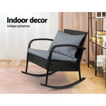 Gardeon Outdoor Furniture Rocking Chair Wicker Garden Patio Lounge Setting Black - Furniture > Outdoor