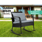 Gardeon Outdoor Furniture Rocking Chair Wicker Garden Patio Lounge Setting Black - Furniture > Outdoor