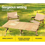Gardeon Outdoor Furniture Wooden Egg Roll Picnic Table Camping Desk 120CM - Furniture > Outdoor