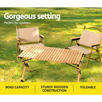 Gardeon Outdoor Furniture Wooden Egg Roll Picnic Table Camping Desk 90CM - Furniture > Outdoor