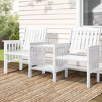 Gardeon Outdoor Garden Bench Loveseat Wooden Table Chairs Patio Furniture White - Furniture > Outdoor > Outdoor Chairs