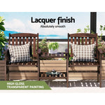 Gardeon Outdoor Garden Bench Loveseat Wooden Table Chairs Patio Furniture Charcoal - Furniture > Outdoor > Outdoor