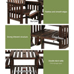 Gardeon Outdoor Garden Bench Loveseat Wooden Table Chairs Patio Furniture Charcoal - Furniture > Outdoor > Outdoor