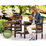 Gardeon Outdoor Garden Bench Loveseat Wooden Table Chairs Patio Furniture Charcoal - Furniture > Outdoor > Outdoor