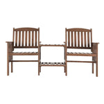Gardeon Outdoor Garden Bench Loveseat Wooden Table Chairs Patio Furniture Brown - Furniture > Outdoor