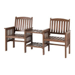 Gardeon Outdoor Garden Bench Loveseat Wooden Table Chairs Patio Furniture Brown - Furniture > Outdoor