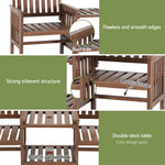 Gardeon Outdoor Garden Bench Loveseat Wooden Table Chairs Patio Furniture Brown - Furniture > Outdoor