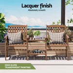 Gardeon Outdoor Garden Bench Loveseat Wooden Table Chairs Patio Furniture Brown - Furniture > Outdoor