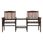 Gardeon Outdoor Garden Bench Loveseat Wooden Table Chairs Patio Furniture Charcoal - Furniture > Outdoor > Outdoor