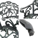 Gardeon Outdoor Garden Bench Seat 100cm Cast Aluminium Patio Chair Vintage Green - Furniture > Outdoor