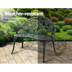 Gardeon Outdoor Garden Bench Seat 100cm Cast Aluminium Patio Chair Vintage Green - Furniture > Outdoor