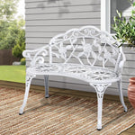 Gardeon Outdoor Garden Bench Seat 100cm Cast Aluminium Outdoor Patio Chair Vintage White - Furniture > Outdoor
