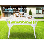 Gardeon Outdoor Garden Bench Seat 100cm Cast Aluminium Outdoor Patio Chair Vintage White - Furniture > Outdoor