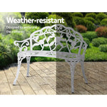 Gardeon Outdoor Garden Bench Seat 100cm Cast Aluminium Outdoor Patio Chair Vintage White - Furniture > Outdoor