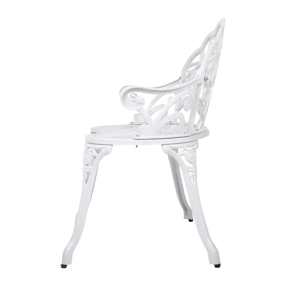 Gardeon Outdoor Garden Bench Seat 100cm Cast Aluminium Outdoor Patio Chair Vintage White - Furniture > Outdoor