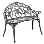 Gardeon Outdoor Garden Bench Seat 100cm Cast Aluminium Patio Chair Vintage Green - Furniture > Outdoor