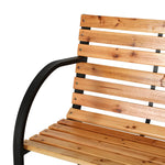Gardeon Outdoor Garden Bench Seat 120cm Wooden Steel 2 Seater Patio Furniture Natural - Furniture > Outdoor