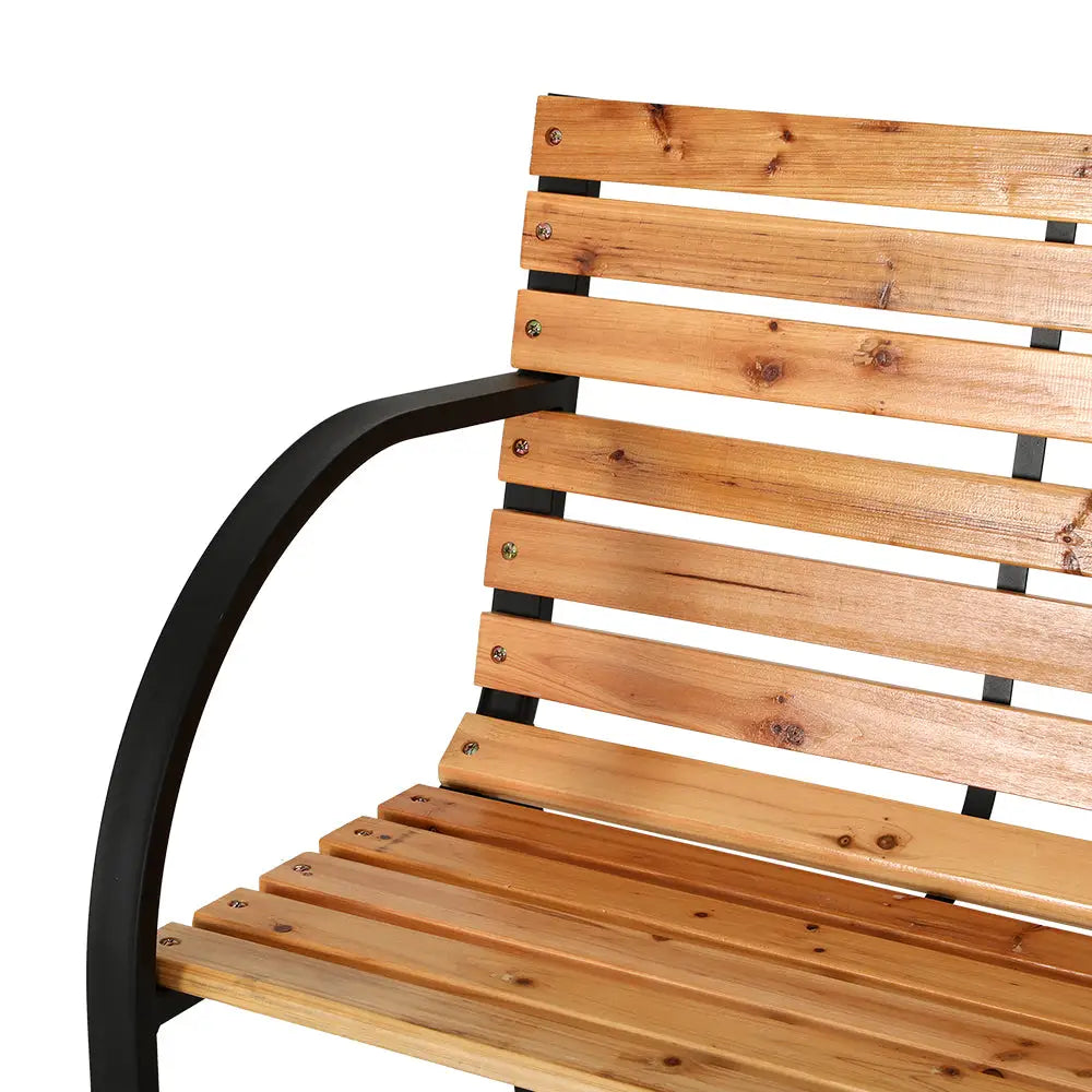 Gardeon Outdoor Garden Bench Seat 120cm Wooden Steel 2 Seater Patio Furniture Natural - Furniture > Outdoor