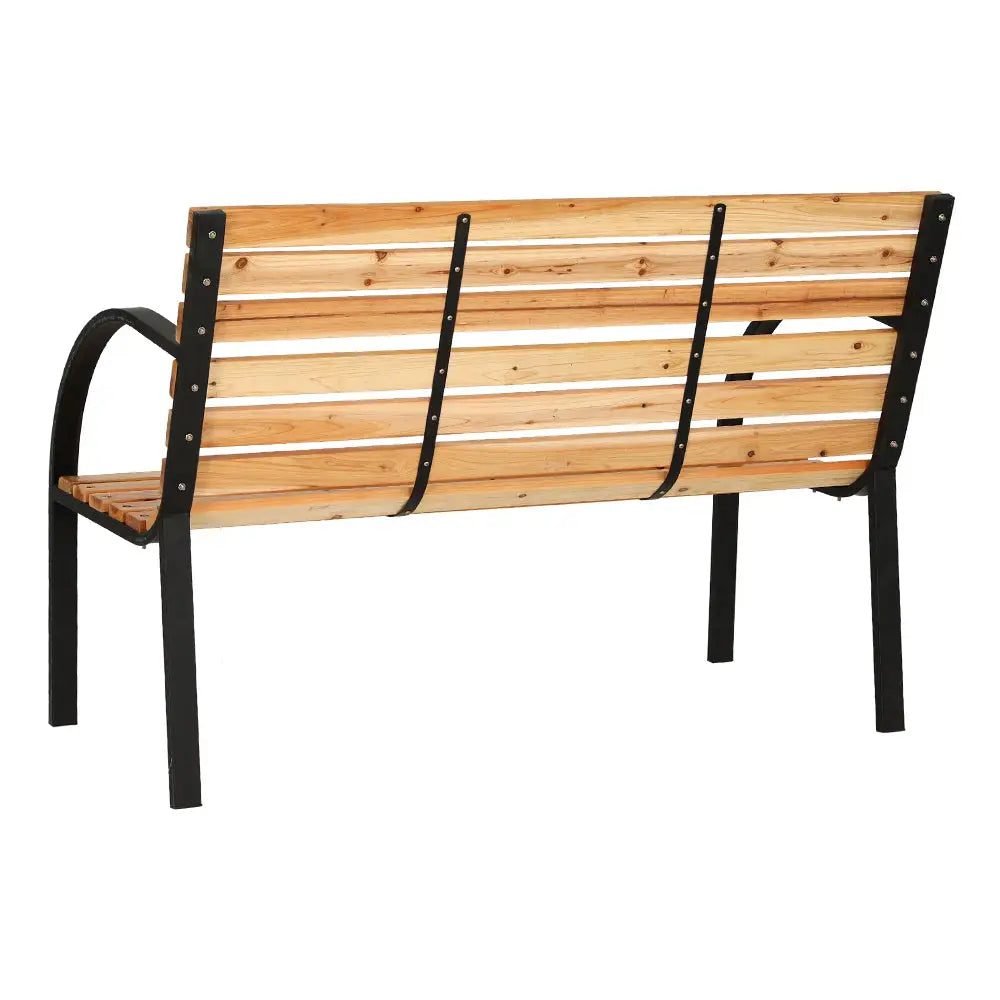 Gardeon Outdoor Garden Bench Seat 120cm Wooden Steel 2 Seater Patio Furniture Natural - Furniture > Outdoor