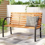 Gardeon Outdoor Garden Bench Seat 120cm Wooden Steel 2 Seater Patio Furniture Natural - Furniture > Outdoor