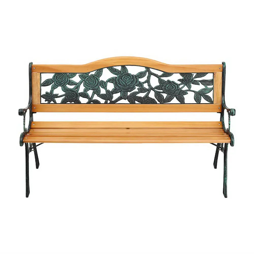 Gardeon Outdoor Garden Bench Seat 126cm Wooden Cast Iron 3 Seater Patio Furniture - Furniture > Outdoor > Outdoor