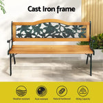 Gardeon Outdoor Garden Bench Seat 126cm Wooden Cast Iron 3 Seater Patio Furniture - Furniture > Outdoor > Outdoor