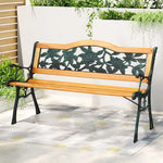 Gardeon Outdoor Garden Bench Seat 126cm Wooden Cast Iron 3 Seater Patio Furniture - Furniture > Outdoor > Outdoor