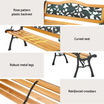Gardeon Outdoor Garden Bench Seat 126cm Wooden Cast Iron 3 Seater Patio Furniture - Furniture > Outdoor > Outdoor