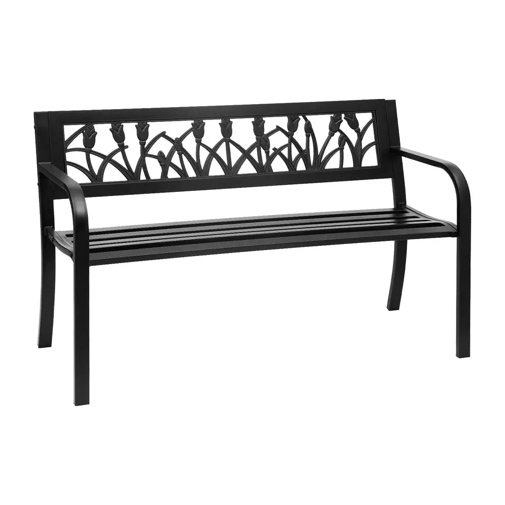 Gardeon Outdoor Garden Bench Seat Outdoor Furniture Steel 2 Seater Park Black - Furniture > Outdoor > Outdoor Benches
